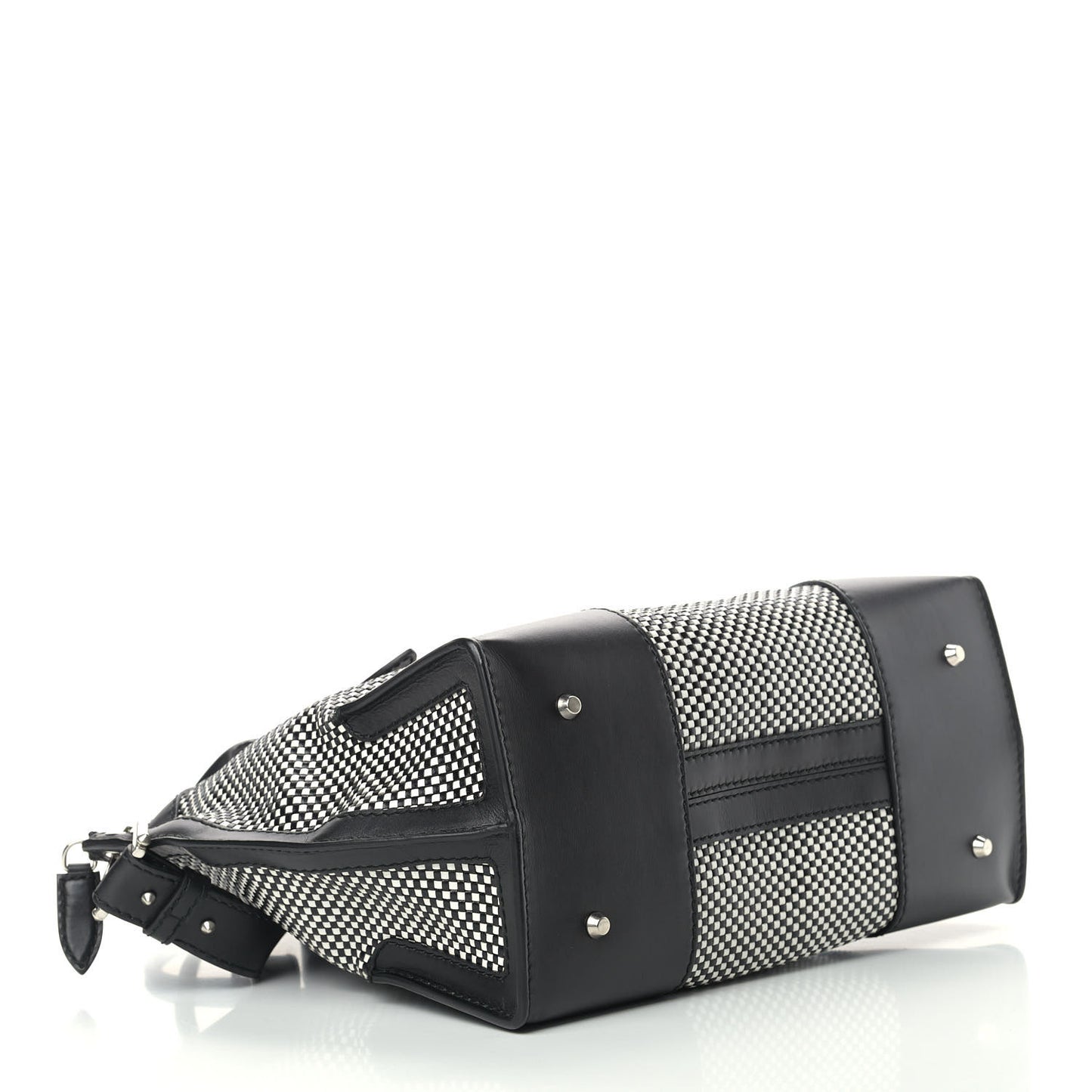 Soft Calfskin Woven Medium Legend Tote Black White