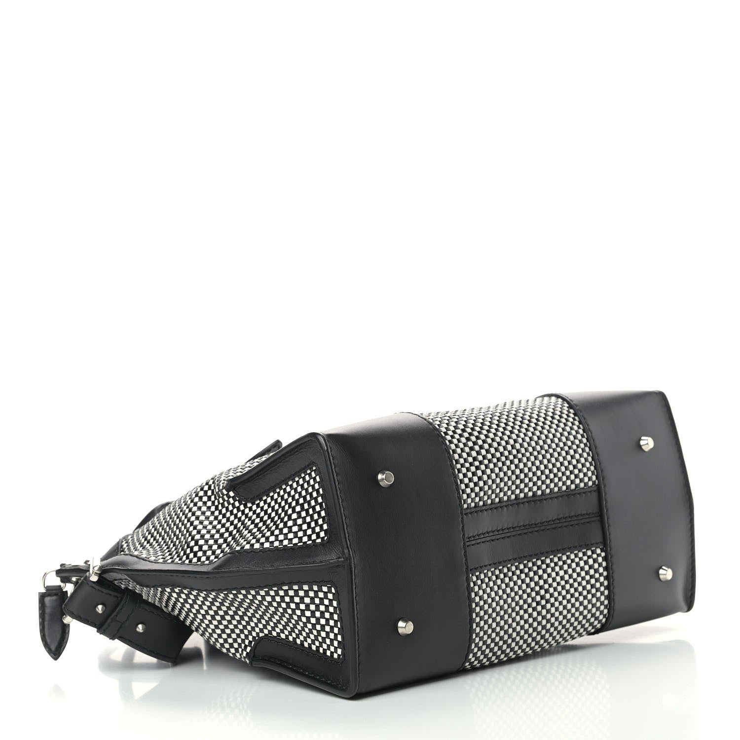 Alexander McQueen Soft Calfskin Woven Medium Legend Tote Black White 4 of 10