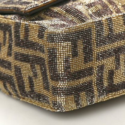 Fendi Vitello King Beaded Zucca Baguette Mogano Panna Ebano 8 of 9