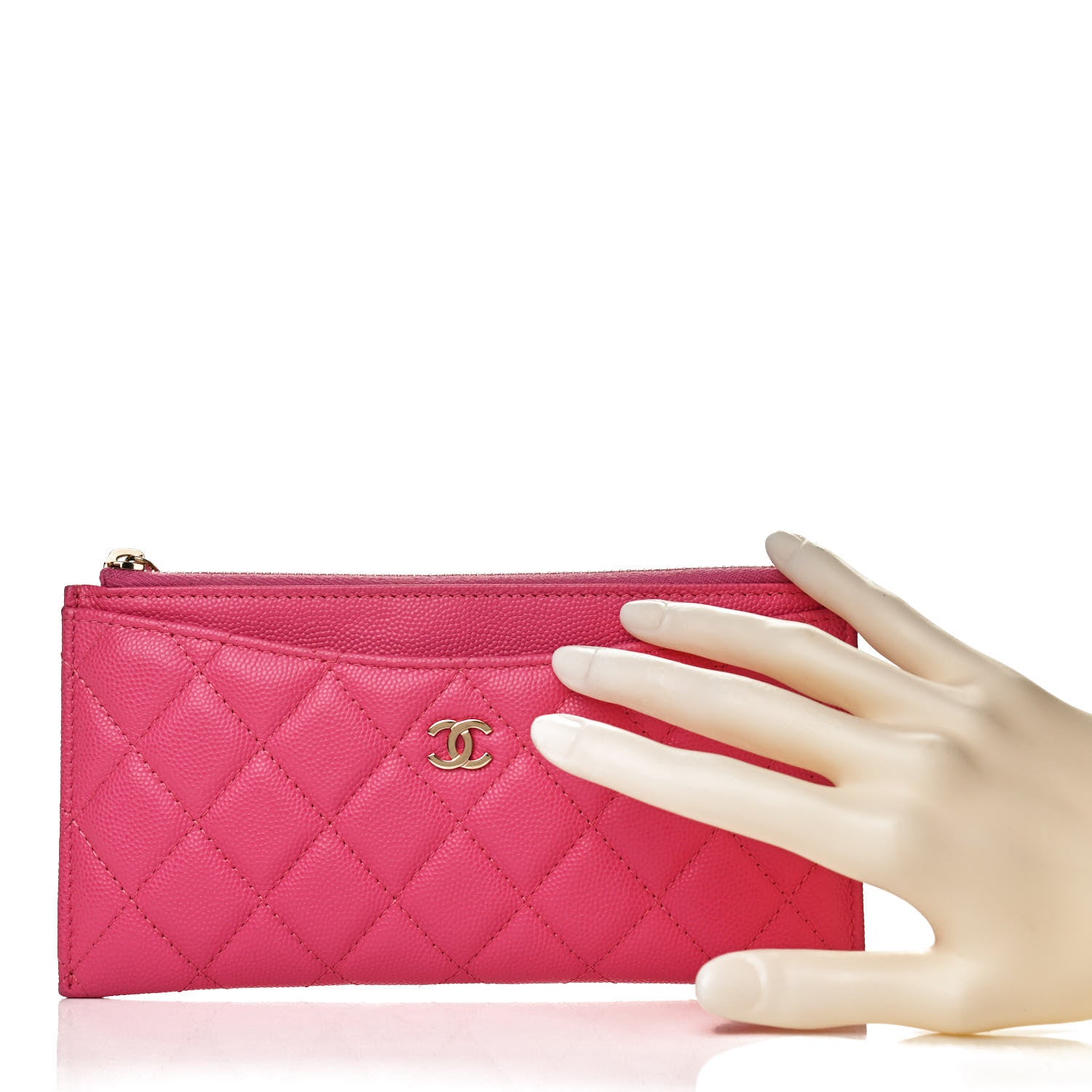 Chanel Caviar Quilted Classic Zip Pouch Pink 2 of 12