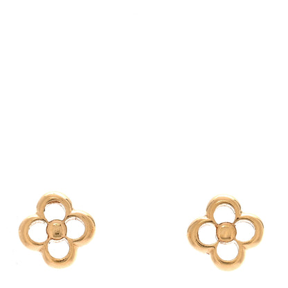 Louis Vuitton Brass Flower Full Stud Earrings Gold 1 of 5