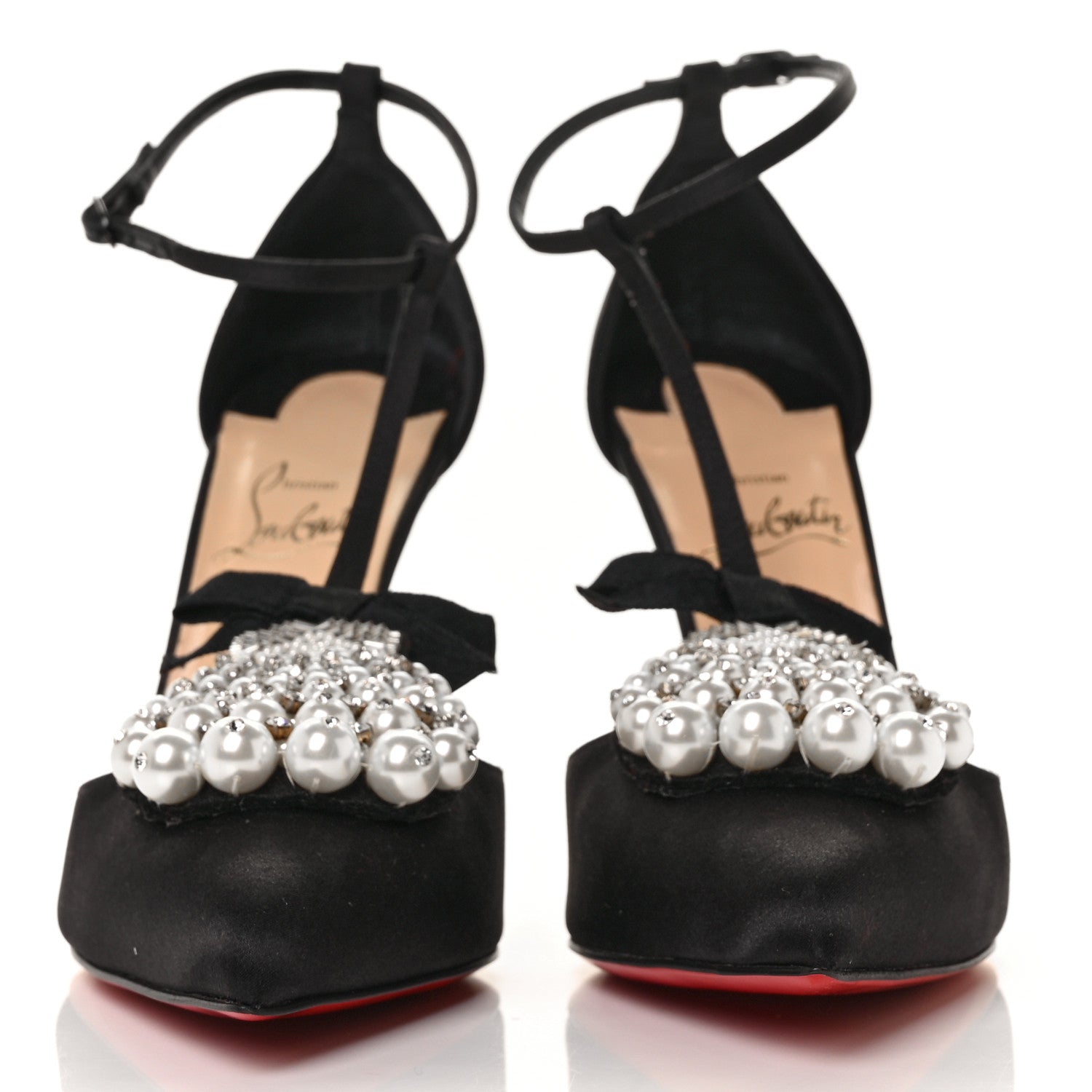 Christian Louboutin Satin Crystal Embellished Goyetta 100 Pumps 37 Black 2 of 8