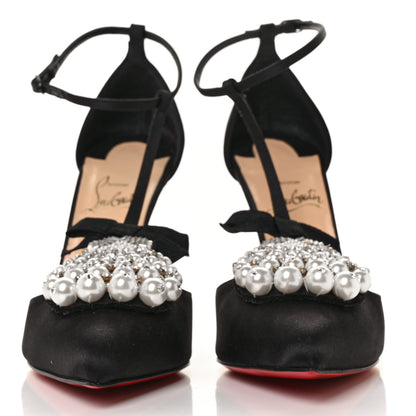 Christian Louboutin Satin Crystal Embellished Goyetta 100 Pumps 37 Black 2 of 8
