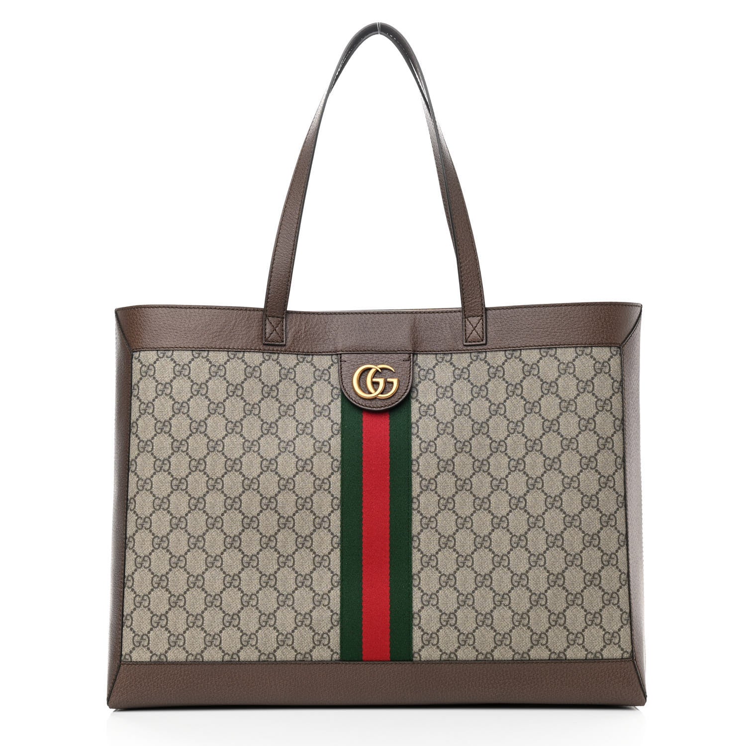 Gucci GG Supreme Monogram Web Ophidia Tote Brown 1 of 11