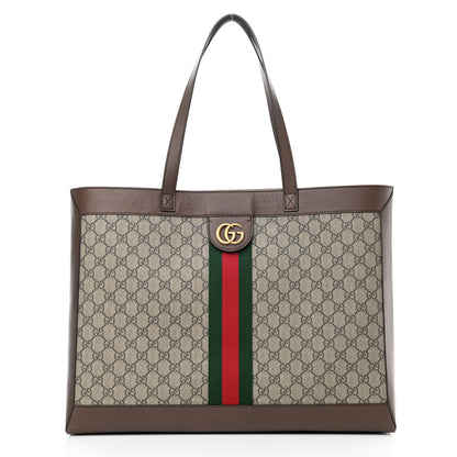 Gucci GG Supreme Monogram Web Ophidia Tote Brown 1 of 11
