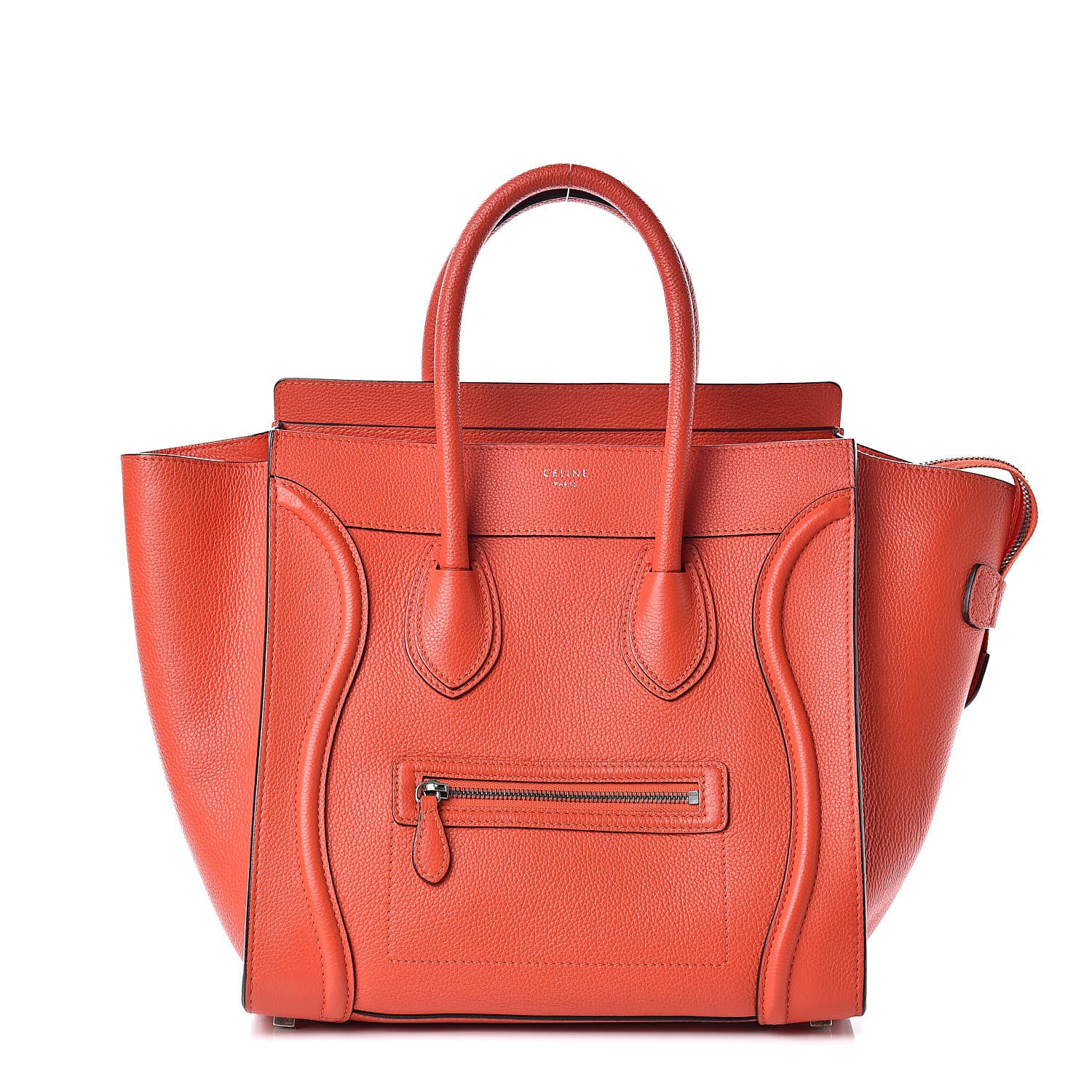 Celine Drummed Calfskin Mini Luggage Vermillion 1 of 12