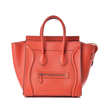 Celine Drummed Calfskin Mini Luggage Vermillion 1 of 12