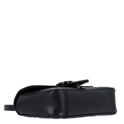 Gucci Calfskin Matelasse Monochrome Mini GG Marmont Shoulder Bag Black 4 of 10