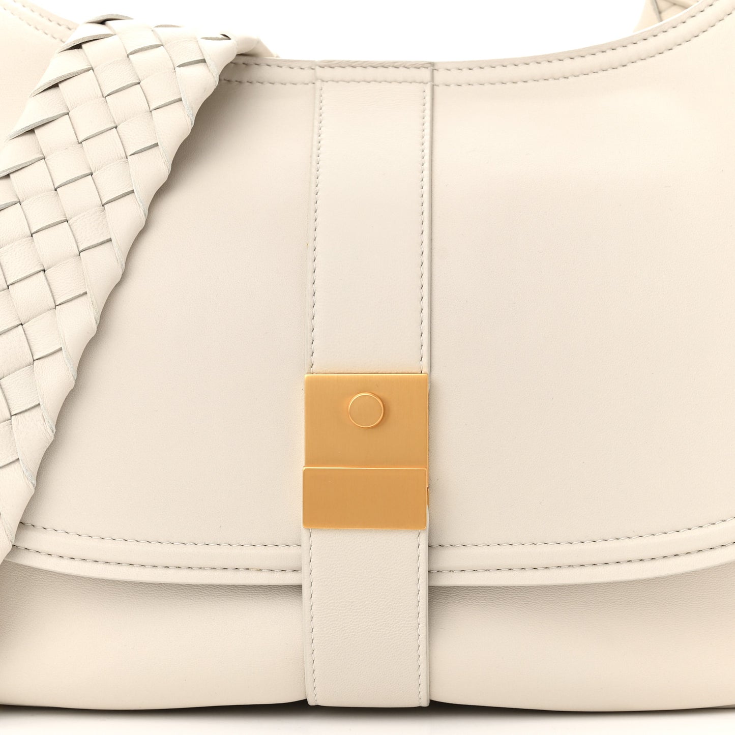 Nappa Intrecciato Strap Shoulder Bag White