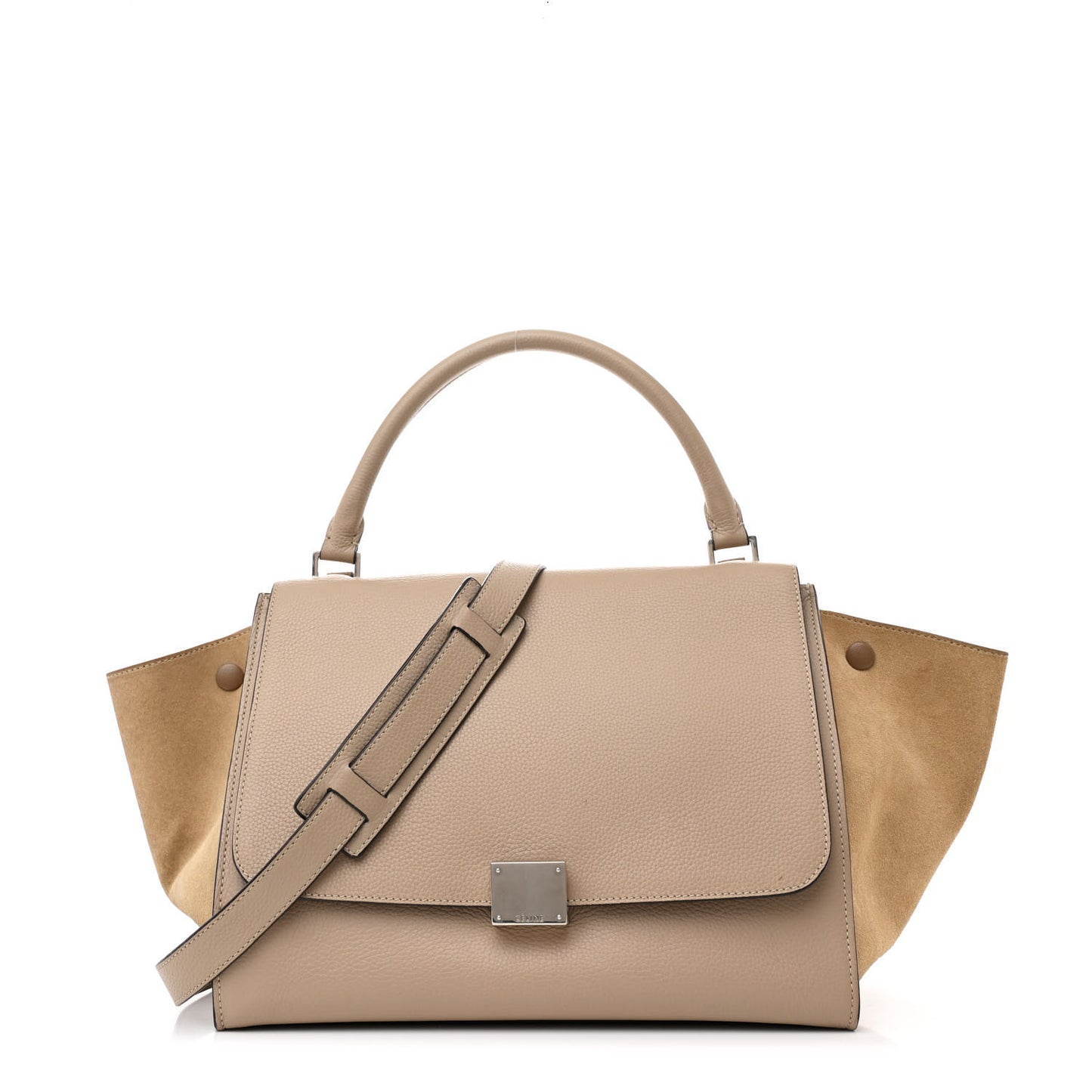 Drummed Calfskin Suede Medium Trapeze Dune