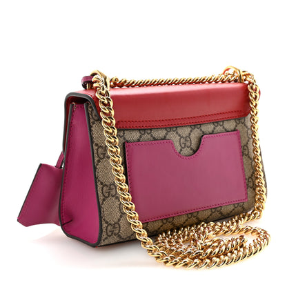 Gucci GG Supreme Monogram Calfskin Small Padlock Shoulder Bag Beige Hibiscus Red New Rosette 3 of 10