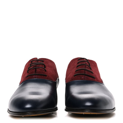 Gucci New Waxed Calfskin Supersofty Oxfords 11 Black Burgundy 3 of 11
