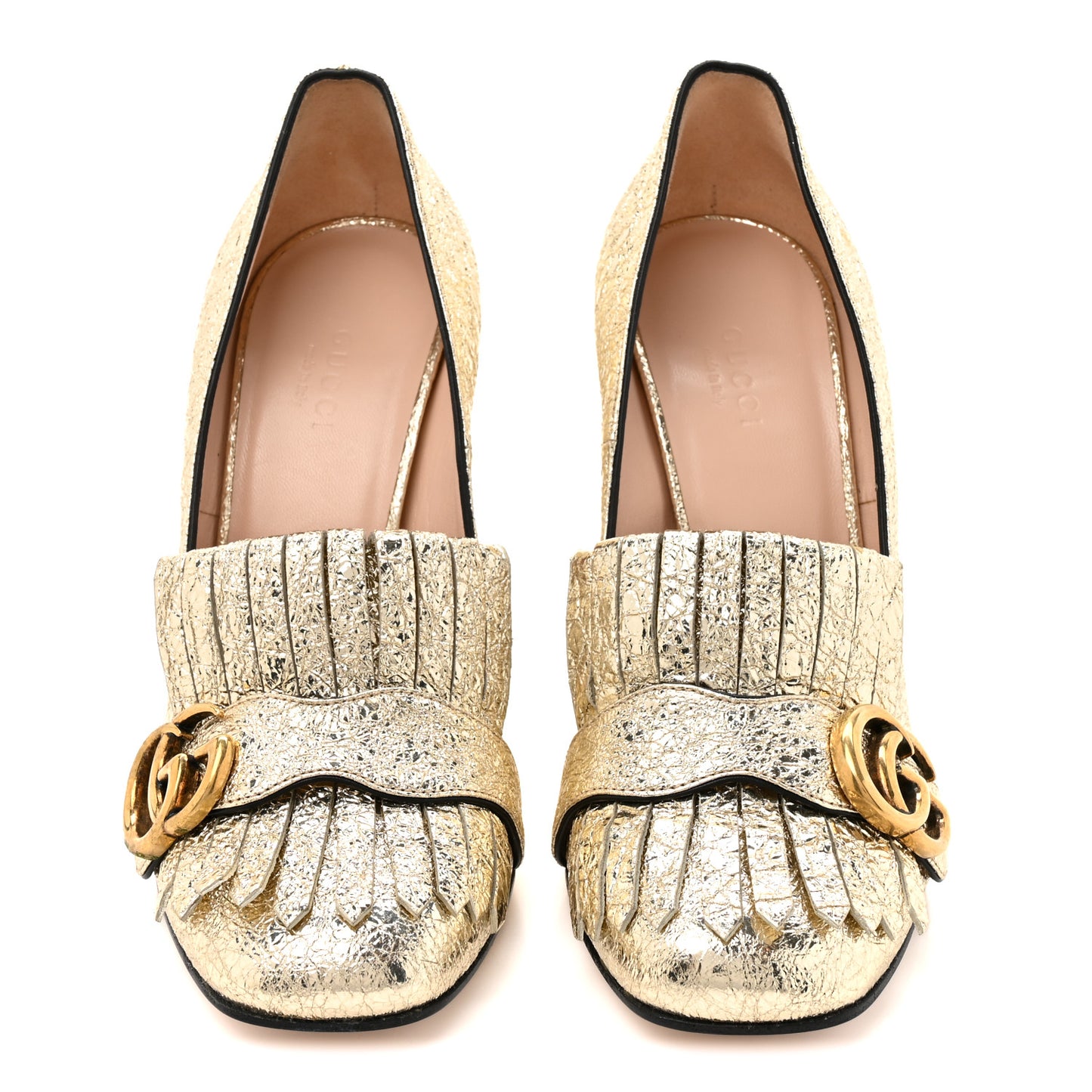 Galassia GG Marmont Fringe 50mm Loafer Pumps 38 Platino