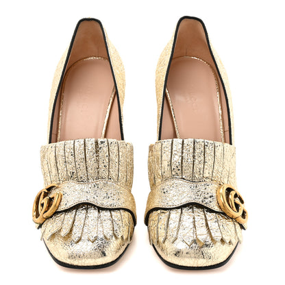 Gucci Galassia GG Marmont Fringe 50mm Loafer Pumps 38 Platino 3 of 9