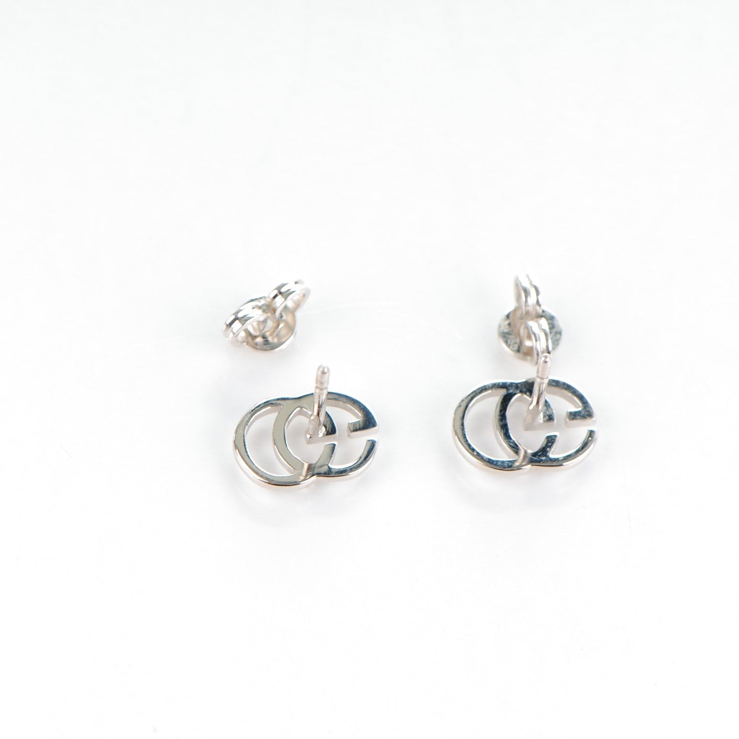 Gucci 18K White Gold GG Tissue Stud Earrings 4 of 6