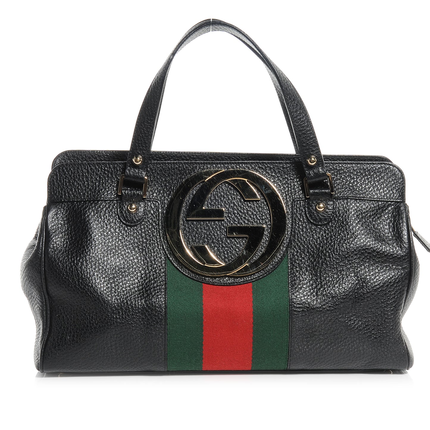 Leather Blondie Web Satchel Black