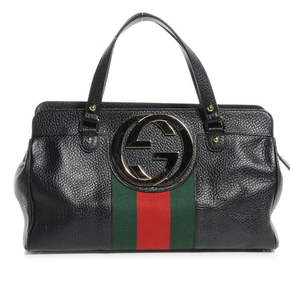 Gucci Leather Blondie Web Satchel Black 1 of 7