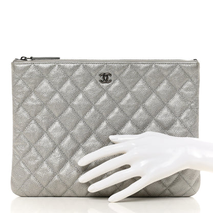 Chanel Metallic Caviar Quilted Medium Cosmetic Case 2 of 8