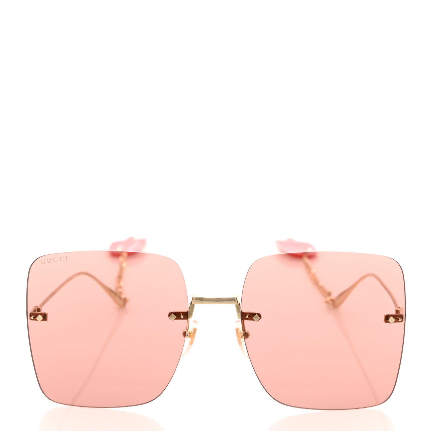 Gucci Acetate Detachable Charm Square Frame Sunglasses GG1147S Pink 2 of 8