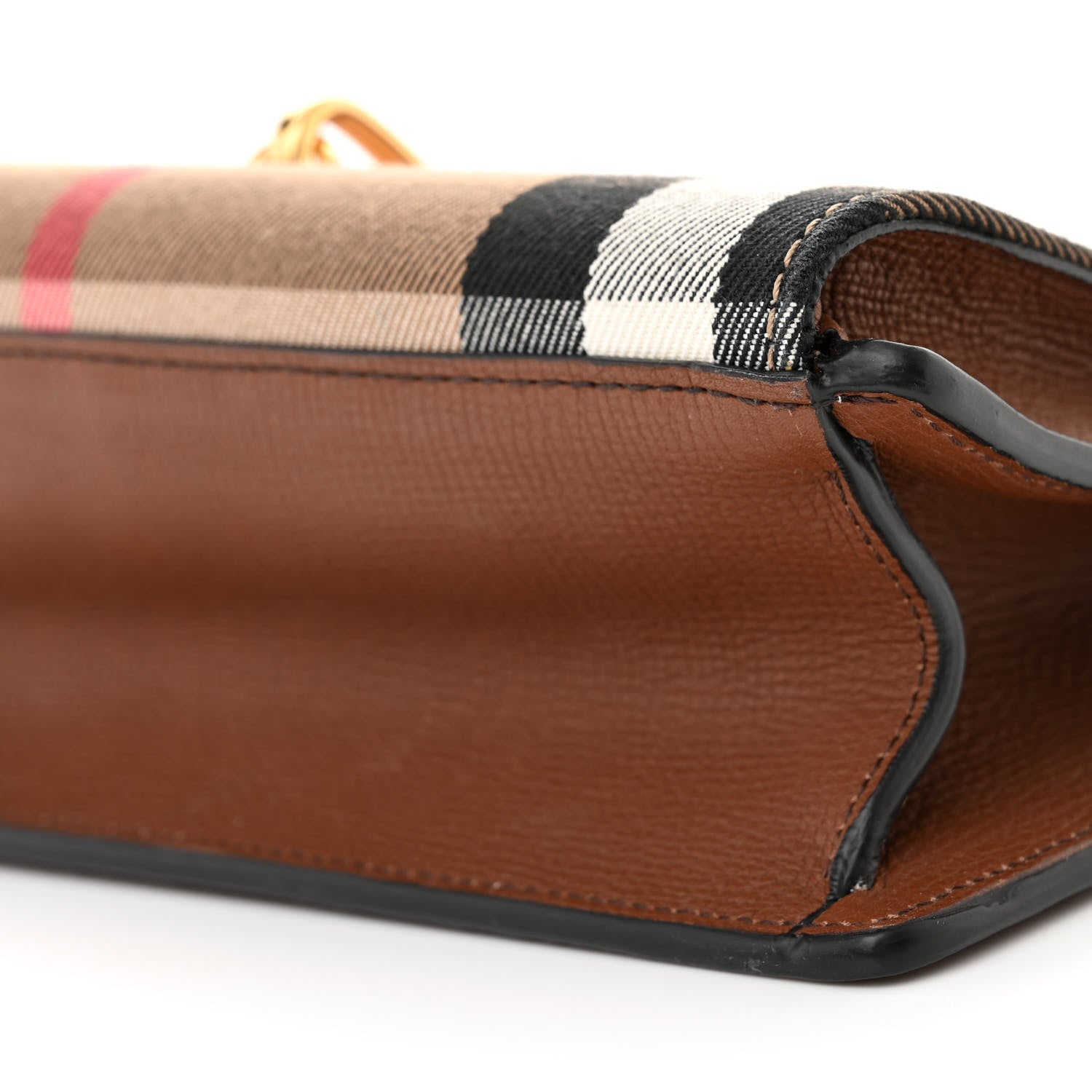 Burberry Derby Calfskin House Check Small Macken Crossbody Bag Tan 11 of 11