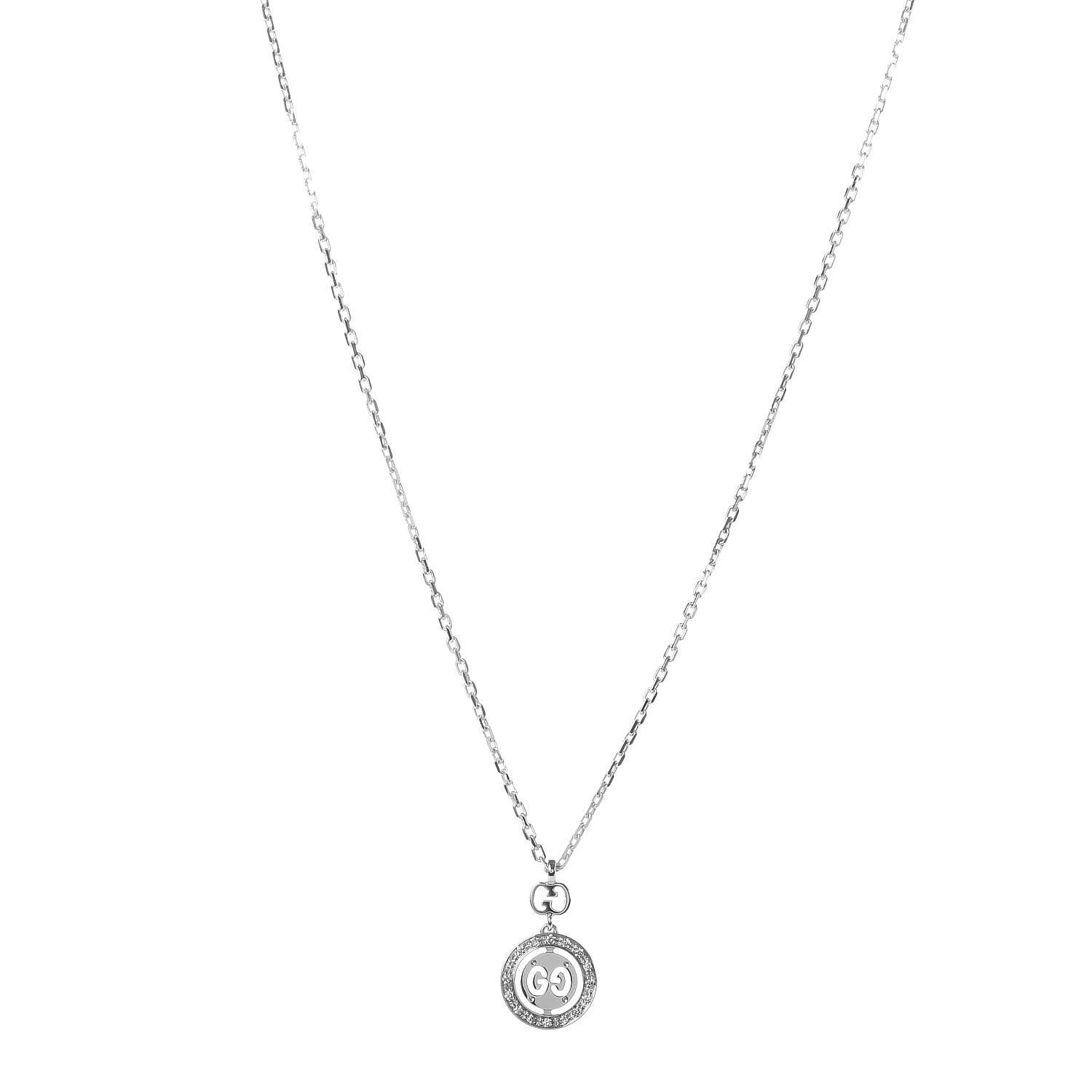 Gucci 18K White Gold Diamond 10mm Icon Twirl Pendant Necklace 1 of 6
