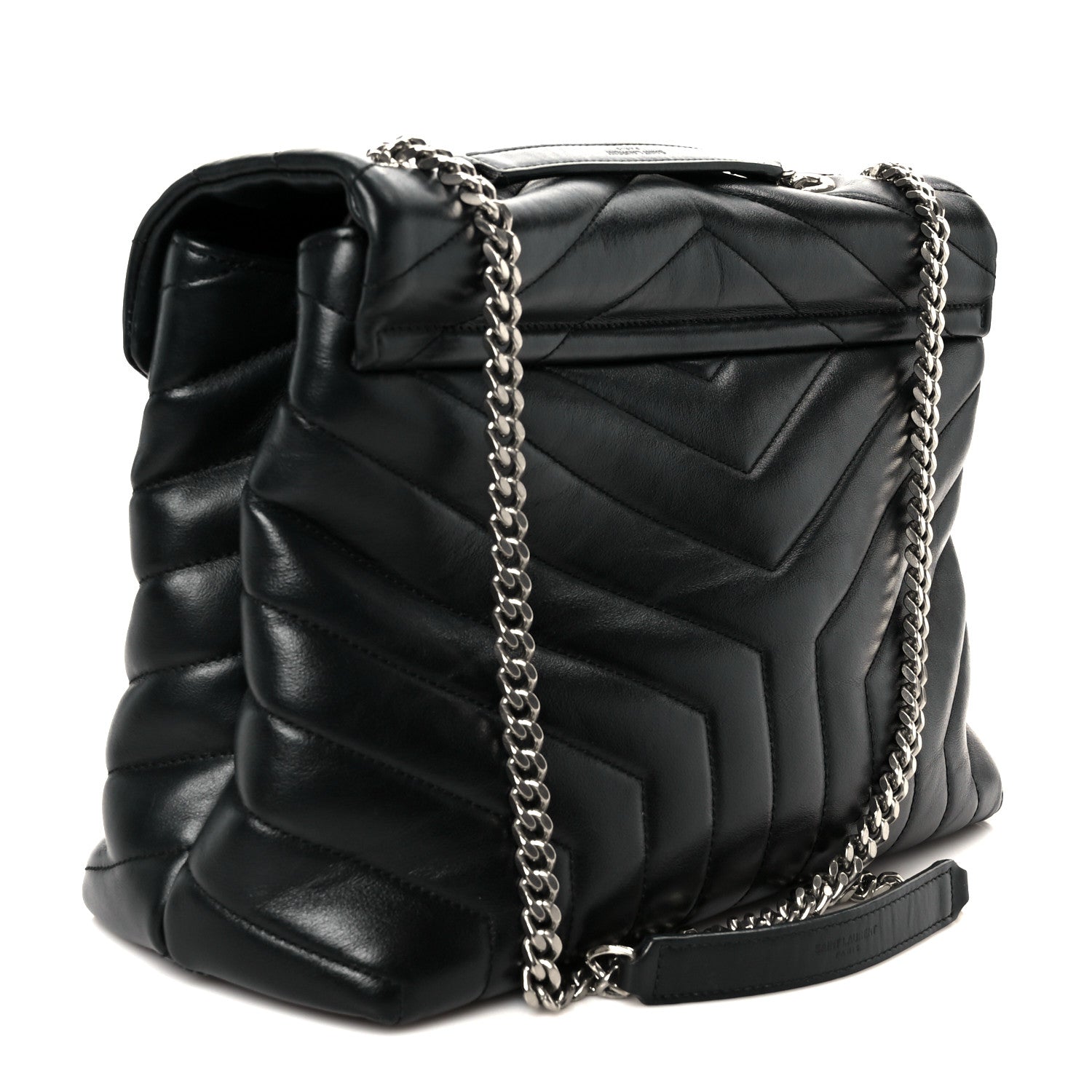 Saint Laurent Calfskin Y Quilted Monogram Medium Loulou Chain Satchel Black 3 of 11