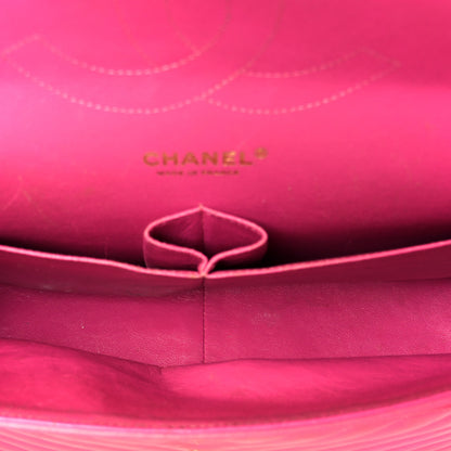 Chanel Lambskin Chevron Quilted Jumbo Double Flap Dark Pink 5 of 13