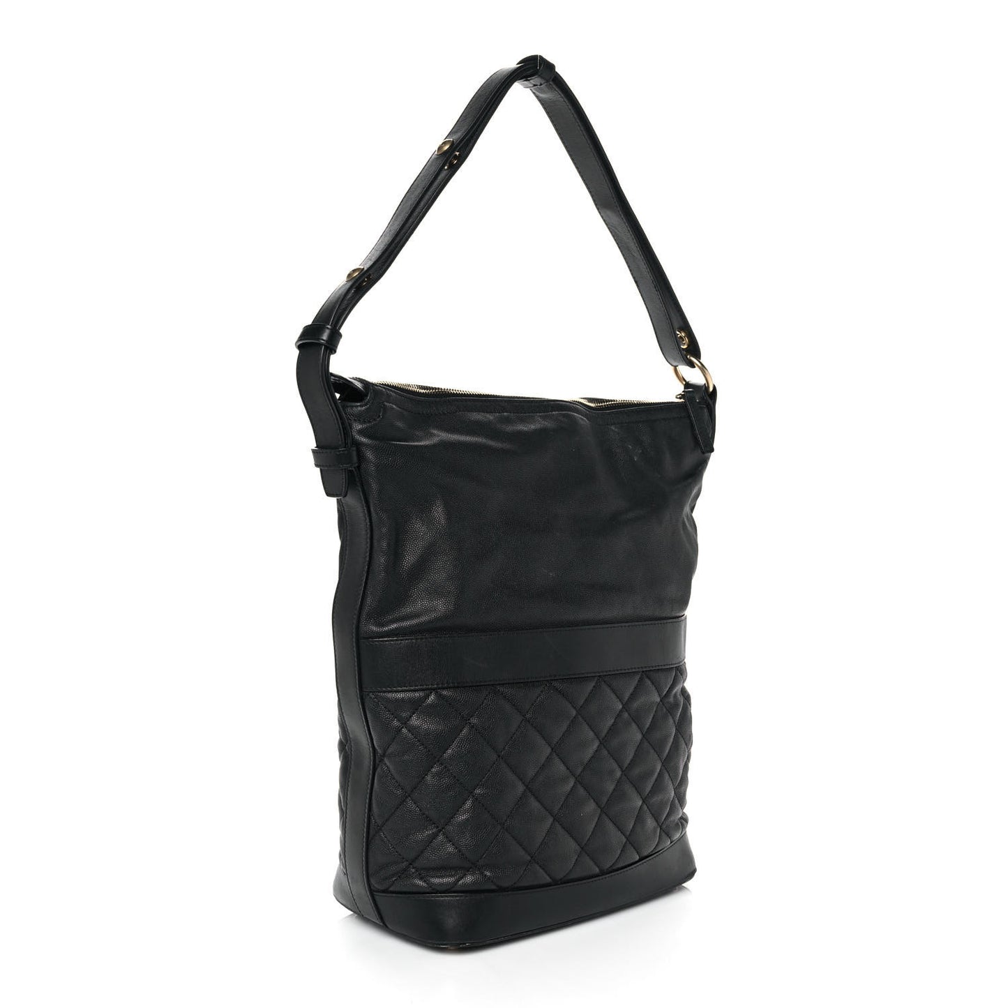 Caviar Lambskin Quilted Casual Style Hobo Black