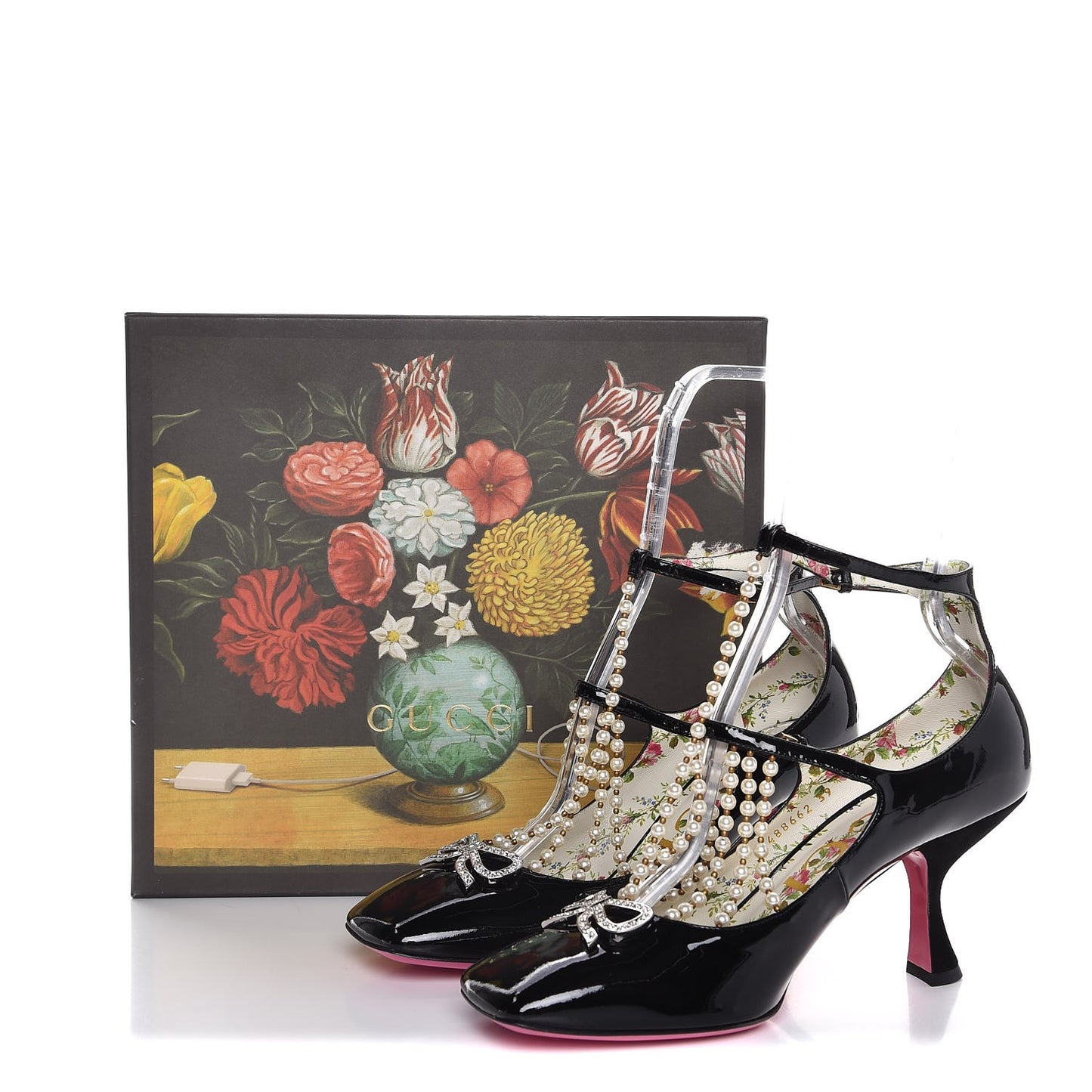 Patent Pearl Taide T-Strap Mid Heel Pumps 39 Black