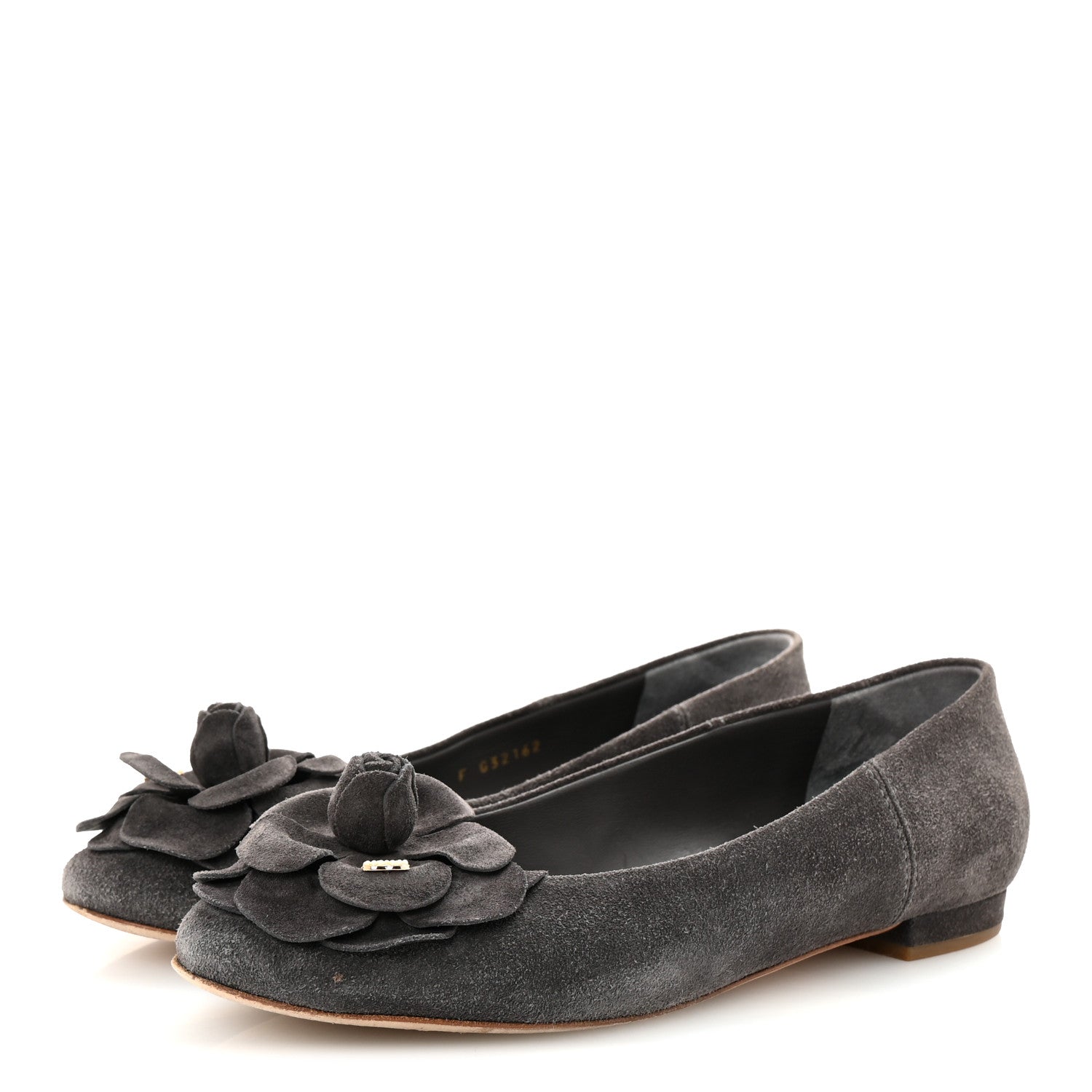 Chanel Suede Camellia CC Ballerina Flats 40 Grey 4 of 9