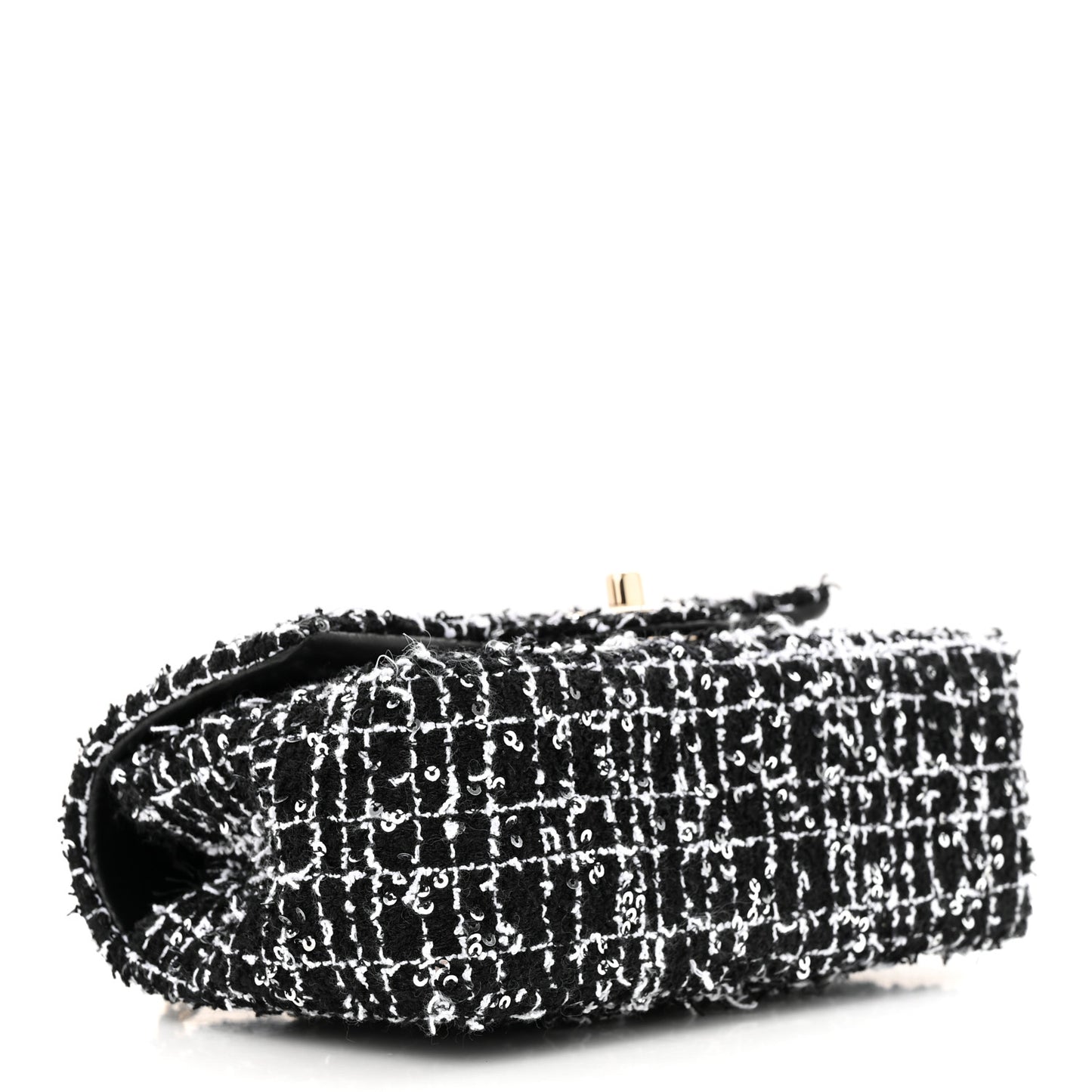 Tweed Quilted Mini Top Handle Rectangular Flap Black White