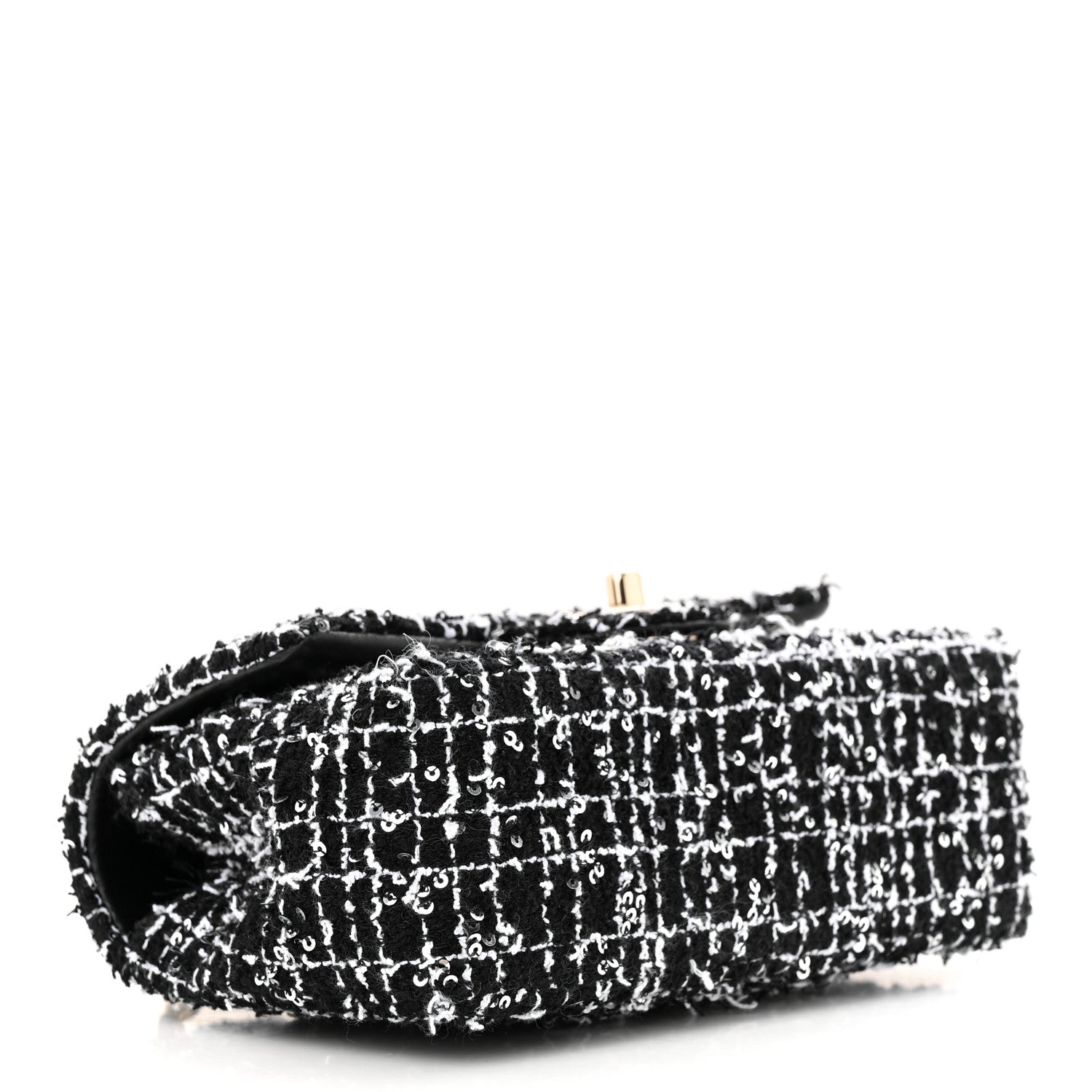 Chanel Tweed Quilted Mini Top Handle Rectangular Flap Black White 4 of 10
