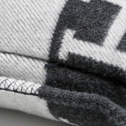 Hermes Wool Cashmere Avalon Pillow PM Ecru Gris Fonce 4 of 6