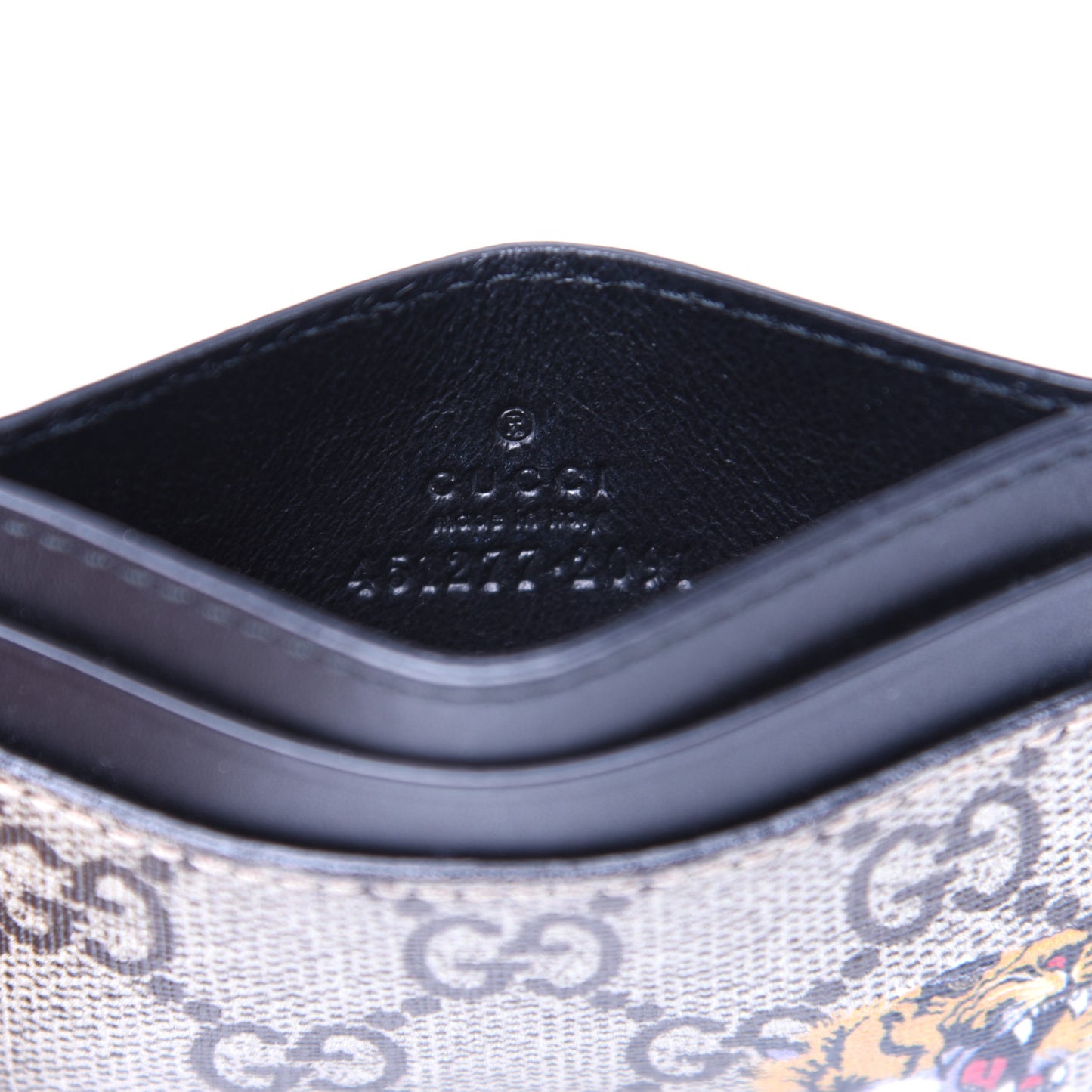 GG Supreme Monogram Tiger Print Card Holder Black