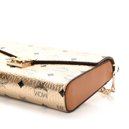 MCM Metallic Visetos Medium Millie Crossbody Bag Berlin Gold 9 of 9