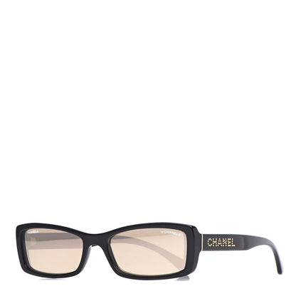 Chanel Rectangle Sunglasses S0129 Black Gold Glitter 1 of 8