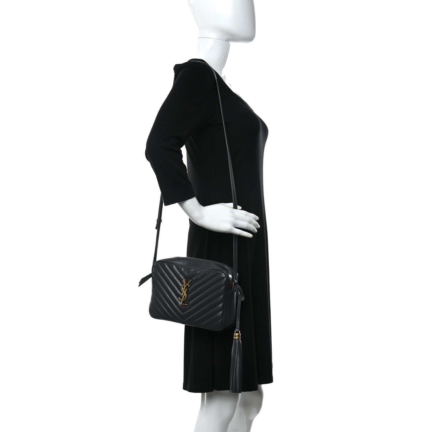 Saint Laurent Calfskin Matelasse Monogram Lou Camera Bag Navy 2 of 12