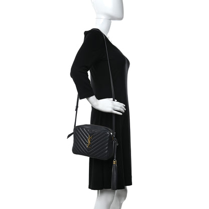 Saint Laurent Calfskin Matelasse Monogram Lou Camera Bag Navy 2 of 12