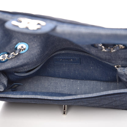 Chanel Denim Quilted Medium Graphic Flap Light Blue 6 of 9
