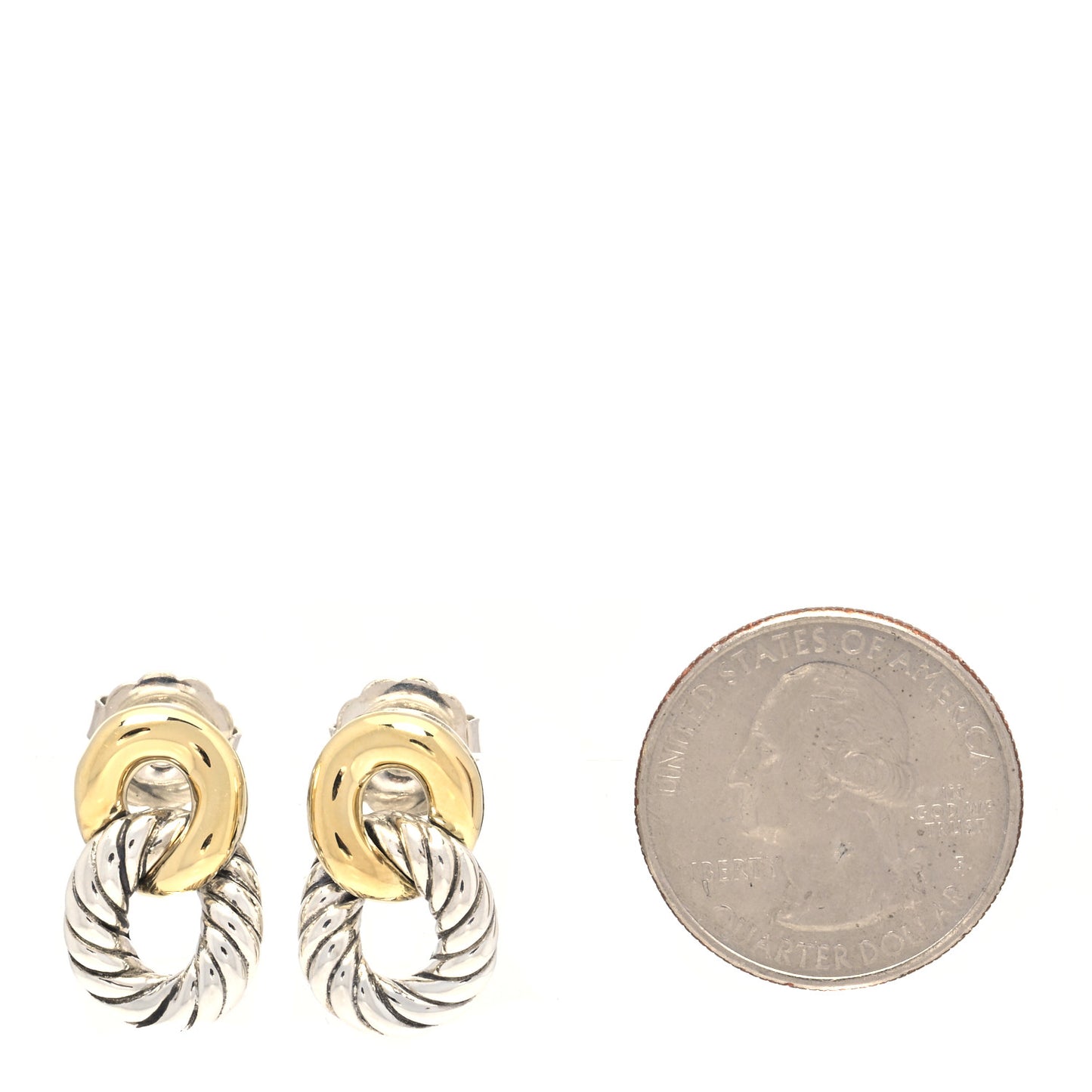 Sterling Silver 18K Yellow Gold Belmont Curb Link Drop Earrings