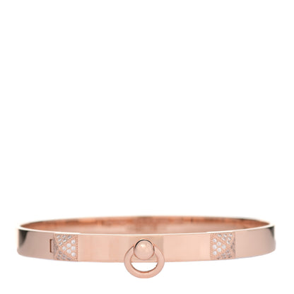 Hermes 18K Rose Gold Diamond PM Collier De Chien Bracelet SH 1 of 5