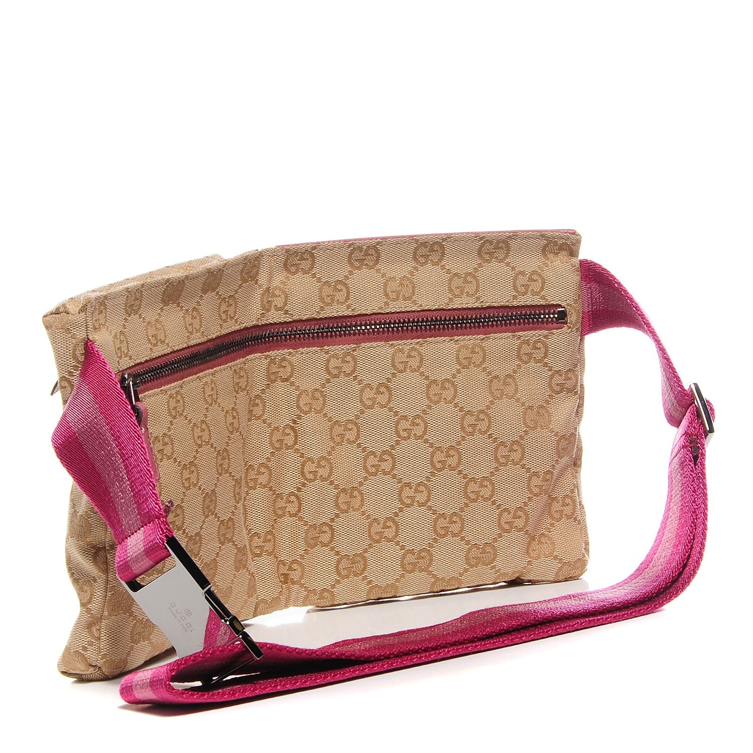 Gucci GG Monogram Web Double Pocket Belt Bag Pink 3 of 8