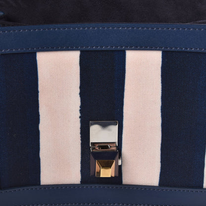 Fendi Canvas Calfskin Striped Small Kan I Shoulder Bag Midnight Blue 8 of 10