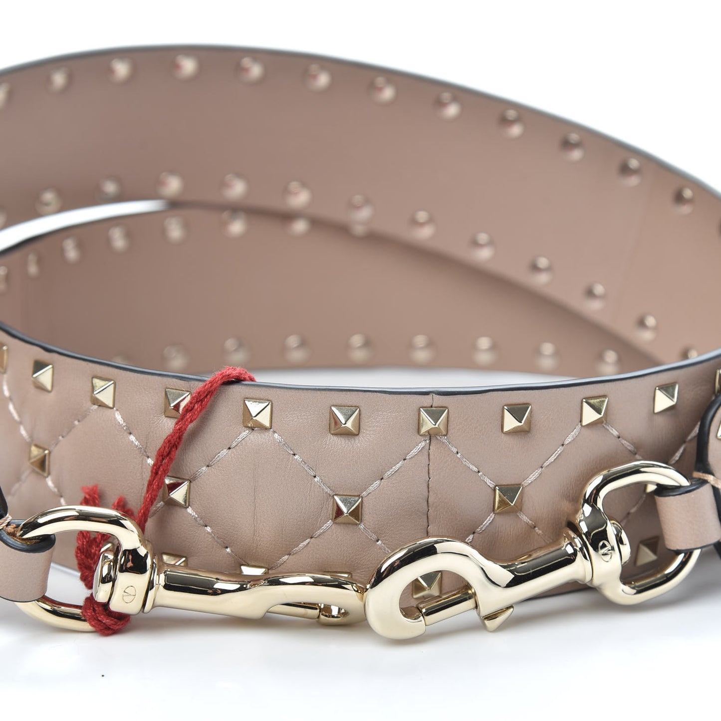 Lambskin Rockstud Spike Shoulder Strap Poudre