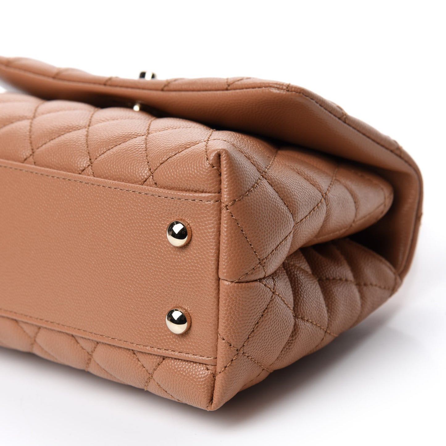 Caviar Quilted Lizard Embossed Mini Coco Handle Flap Brown
