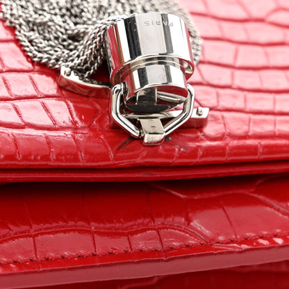Saint Laurent Calfskin Crocodile Embossed Kate Monogram Tassel Chain Wallet Red 11 of 11