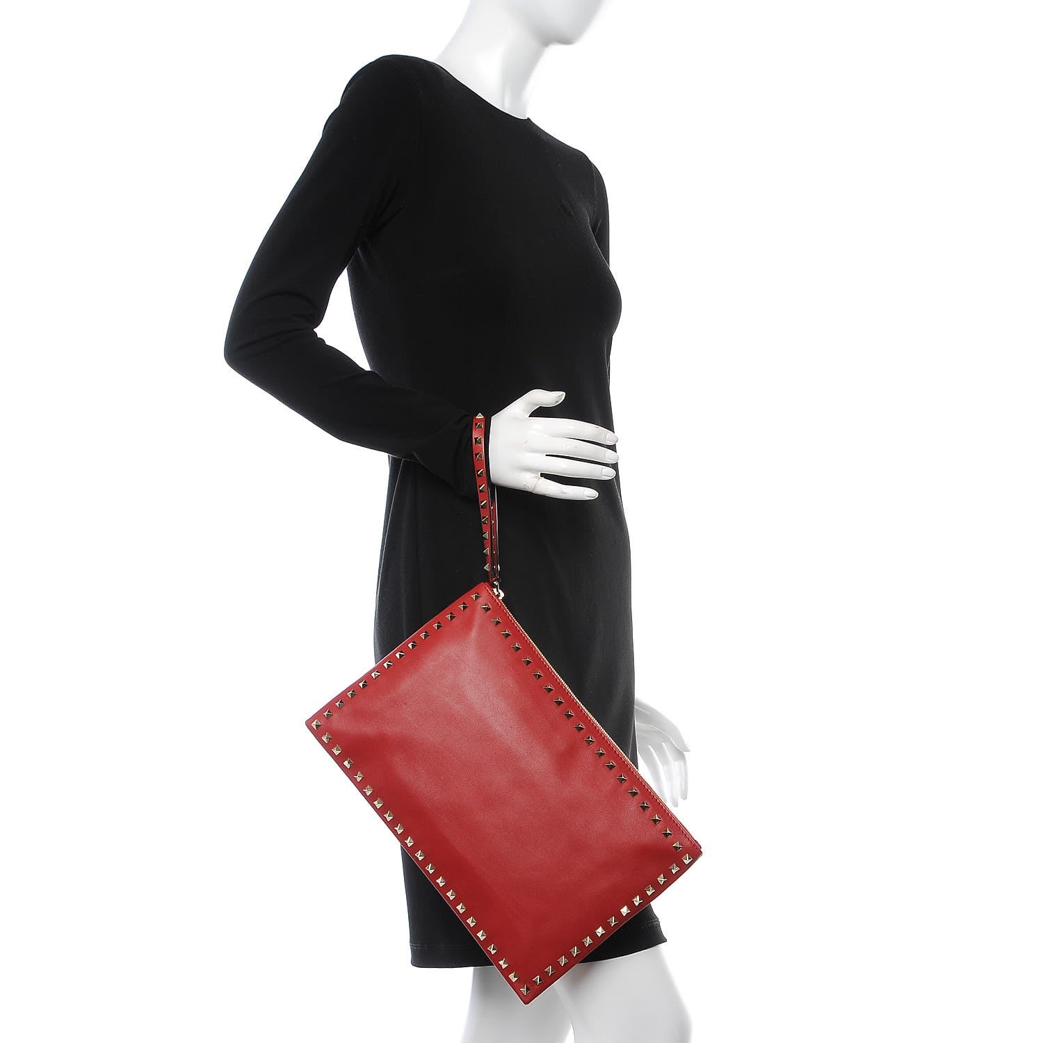 Valentino Garavani Vitello Large Rockstud Zip Wristlet Pouch Rosso Valentino 2 of 9