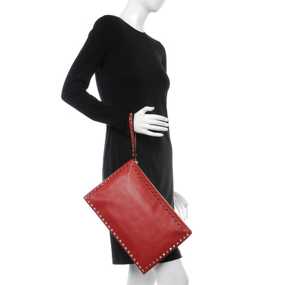 Valentino Garavani Vitello Large Rockstud Zip Wristlet Pouch Rosso Valentino 2 of 9