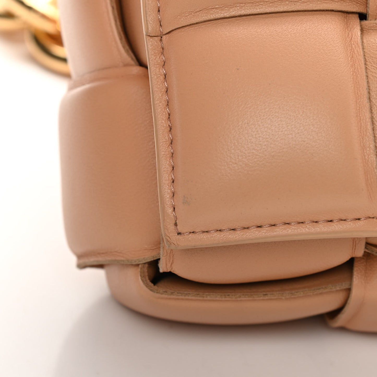 Lambskin Maxi Intreccio Padded Chain Cassette Crossbody Bag Almond