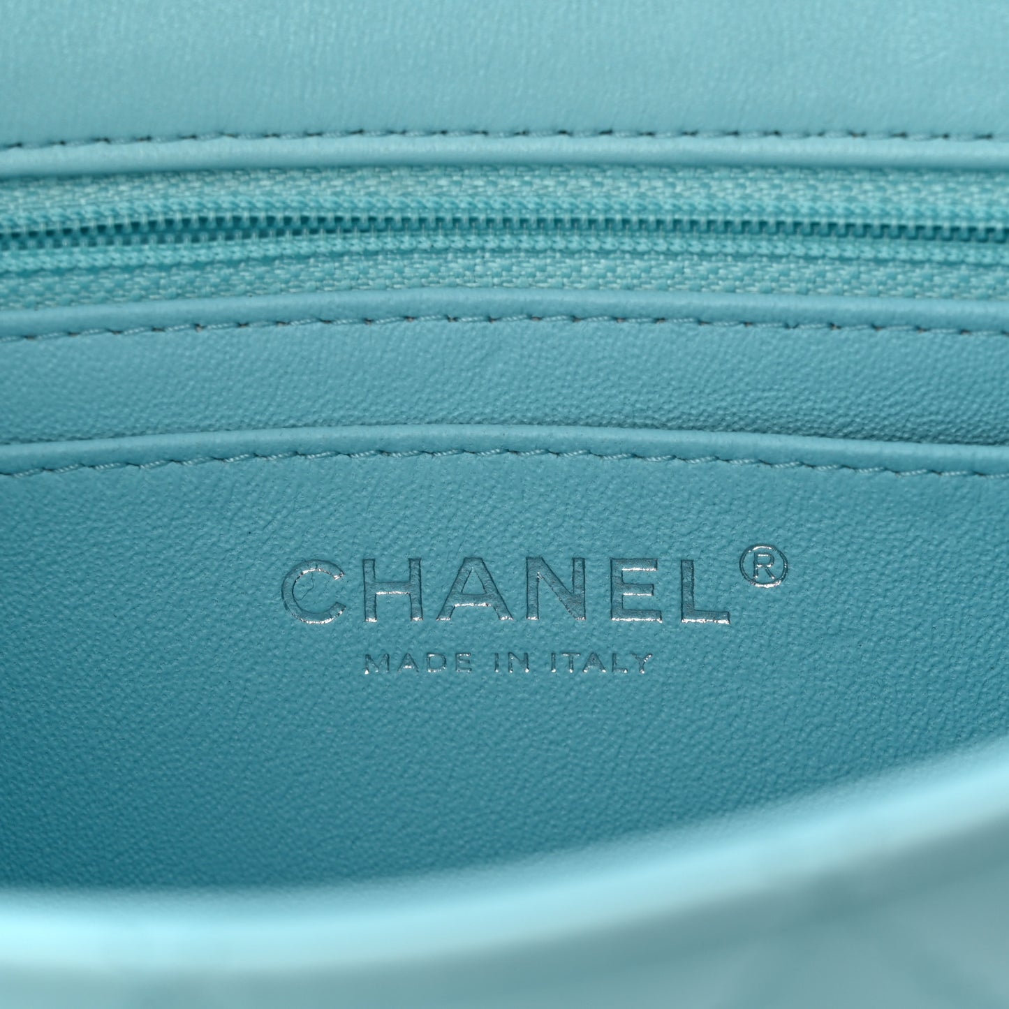 Lambskin Quilted Mini Rectangular Flap Neon Blue